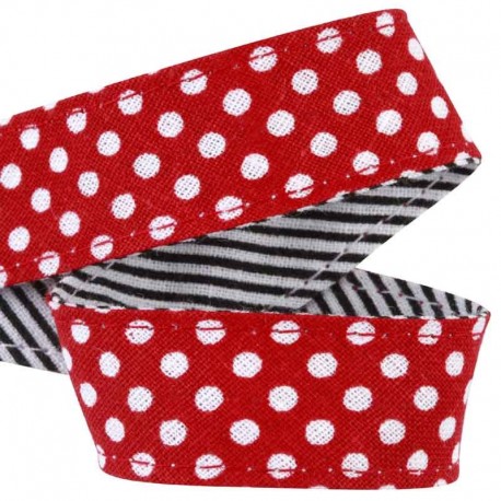 Ruban Pois Rayures rouge et noir