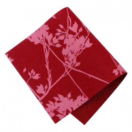 Pièce thermocollante tissu fleurs Feuillage rouge