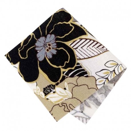 Pièce thermocollante tissu fleurs Pavot marron