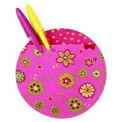 Poche ronde thermocollante tissu fleurs Spring rose