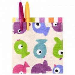 Poche rectangle thermocollante tissu Poissons multicolores