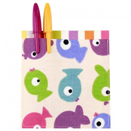 Poche rectangle thermocollante tissu Poissons multicolores