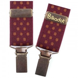 Bretelles pantalon adulte Pois bordeaux et noisette