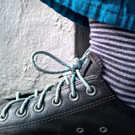 Lacets chaussures élastiques bleu ciel et gris 130cm