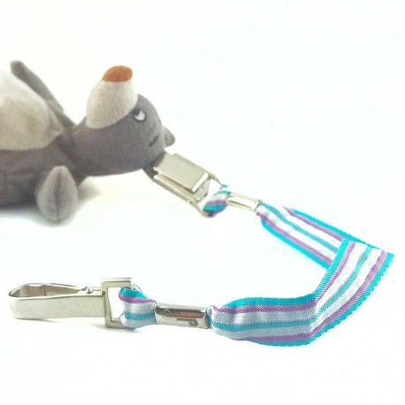 Attache-doudou rayures bleu