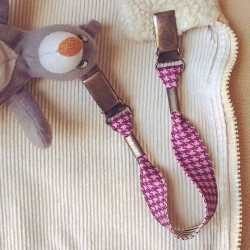 Serviette/Doudou Pied de poule rose