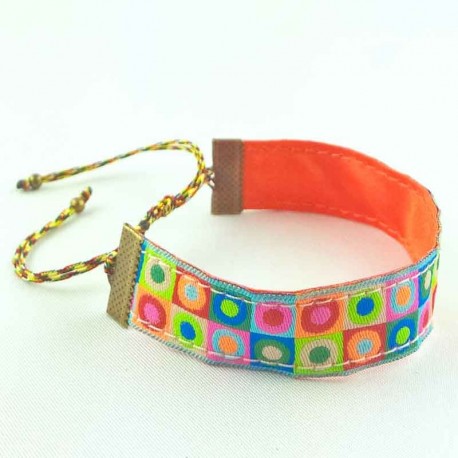 bracelet-ruban-pois-multicolore