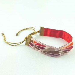 Bracelet ruban Plume rouge