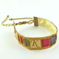 Bracelet ruban Alphabet Or