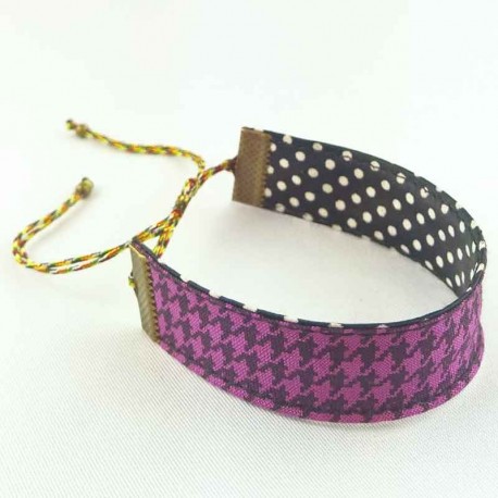 bracelet-ruban-pied-poule-violet