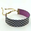 bracelet-ruban-pied-poule-violet-pois