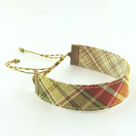bracelet-ruban-ecossais-marron