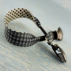 Attache-doudou & bavoir Pied poule gris