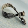 Attache-doudou & bavoir Pied poule gris