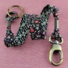 laniere-porte-clef-mousqueton-fleur-noir