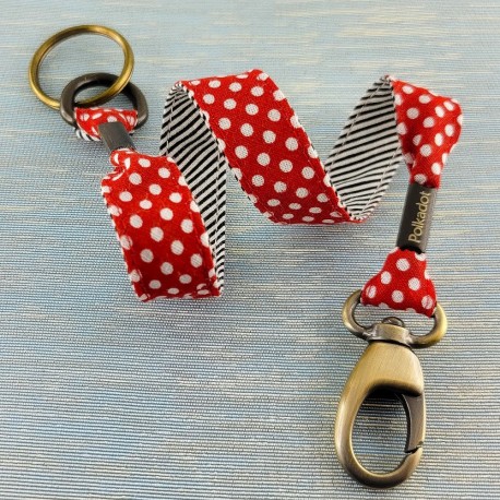 laniere-porte-clef-mousqueton-pois-rouge