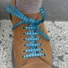 Lacets Chenille bleu et Argent