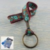 porte-badge-dragonne-fleur-turquoise