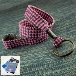 Ruban Pied poule Rayures rose et noir
