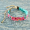 bracelet-ruban-fleur-rose