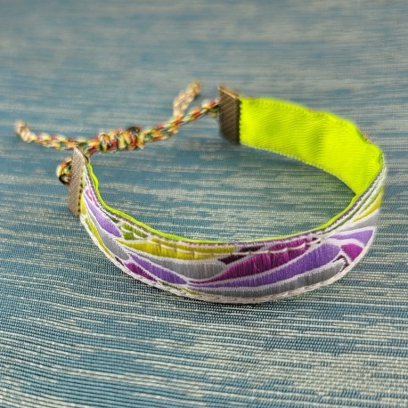 bracelet-ruban-plume-violet