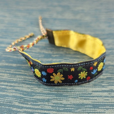 bracelet-ruban-fleur-jaune