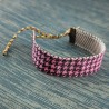 Bracelet ruban Pied de poule rose