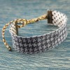 Bracelet ruban Pied de poule gris